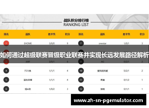 如何通过超级联赛晋级职业联赛并实现长远发展路径解析